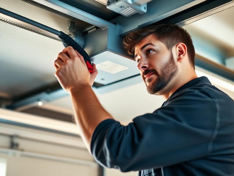 Experienced Selah Garage Doors technician adjusting garage door opener motor